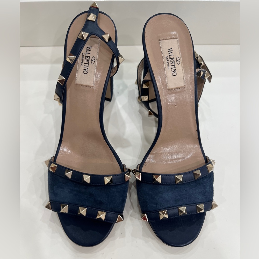 Valentino Women's Dark Blue Studded Heels